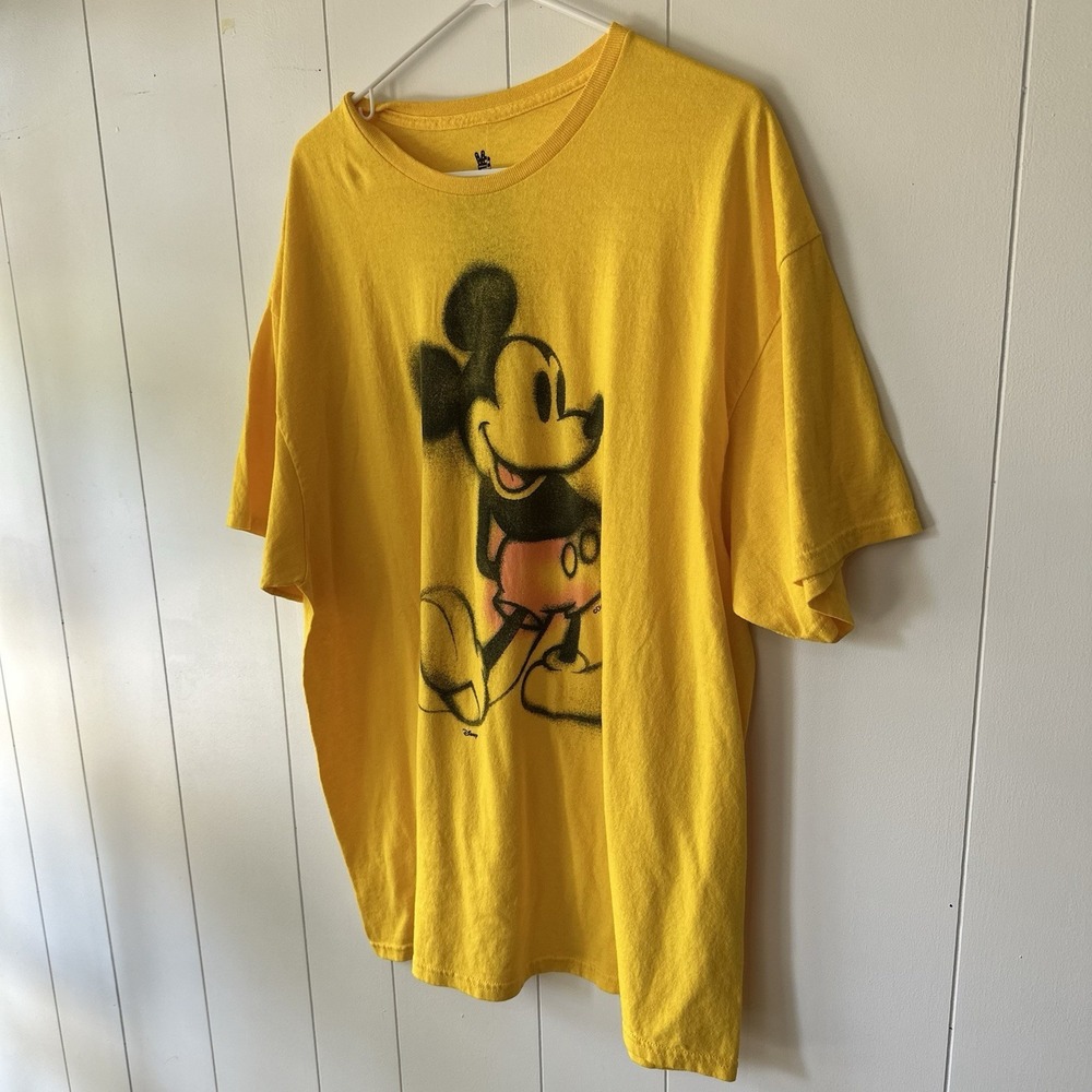 Junk Food Mickey Mouse Graphic Tee Yellow Oversized Disney Vintage Style XL NWT - Picture 2 of 8